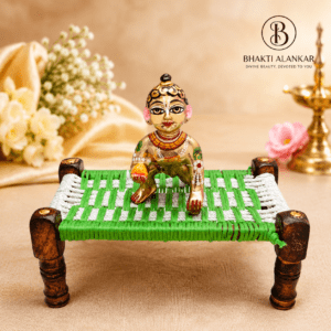 Traditional Wooden Khaat Bed for Laddu Gopal Ji | Handmade Charpai Cot for Kanha Ji (Size 0–8)